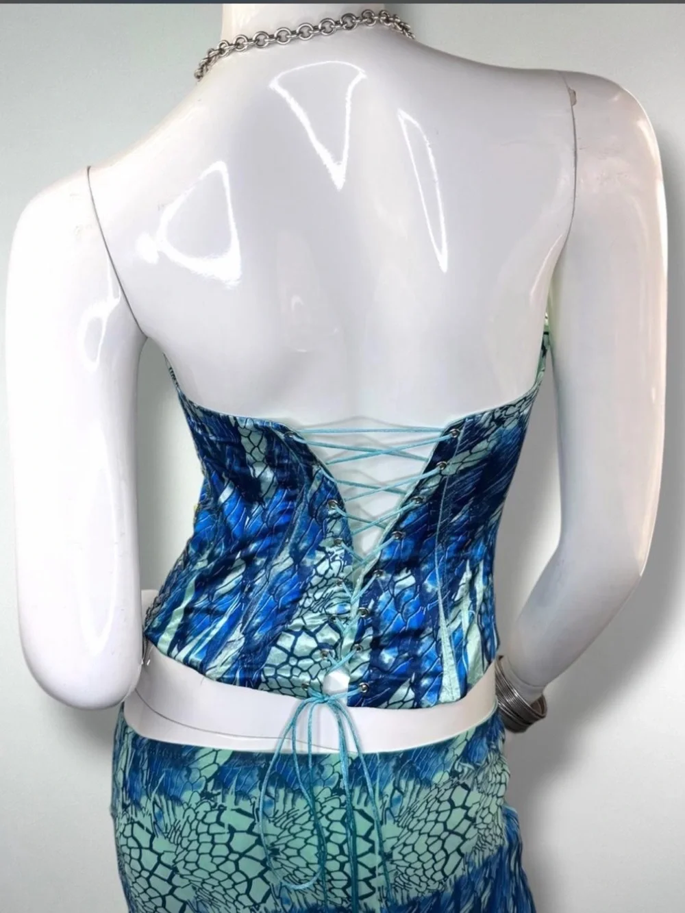 Roberto Cavalli Blue & Aqua Strapless Mermaid-Style Maxi Dress - Picture 4 of 4